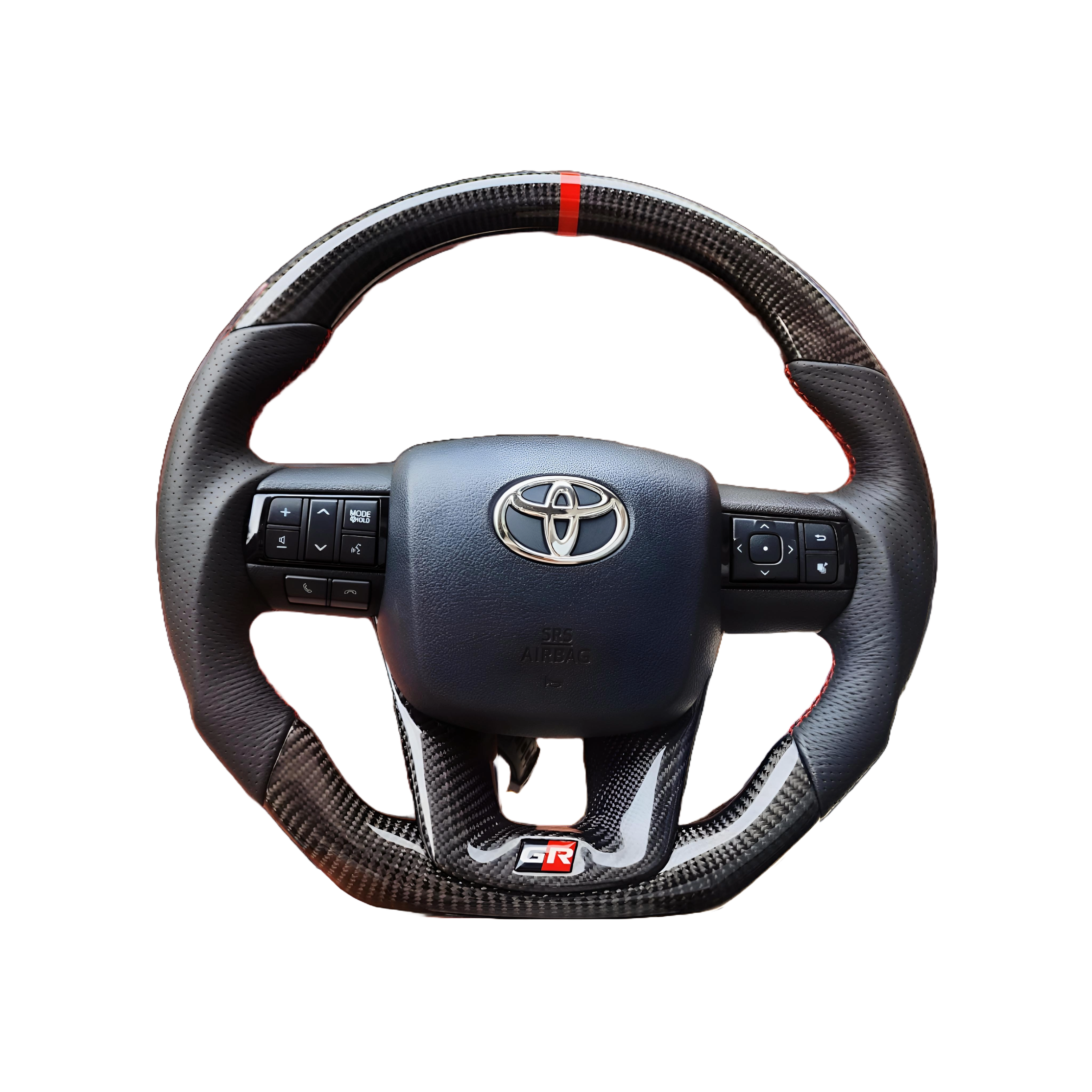 Toyota GR Original Carbon Fibre Steering Wheel | Perforated leather | Red -Line Color - Autobacs India