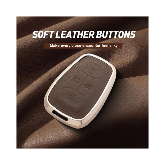 Tata Harrier/Safari/Altroz New Key Exclusive Aluminium Alloy Leather Keycase with Holder & Rope Chain