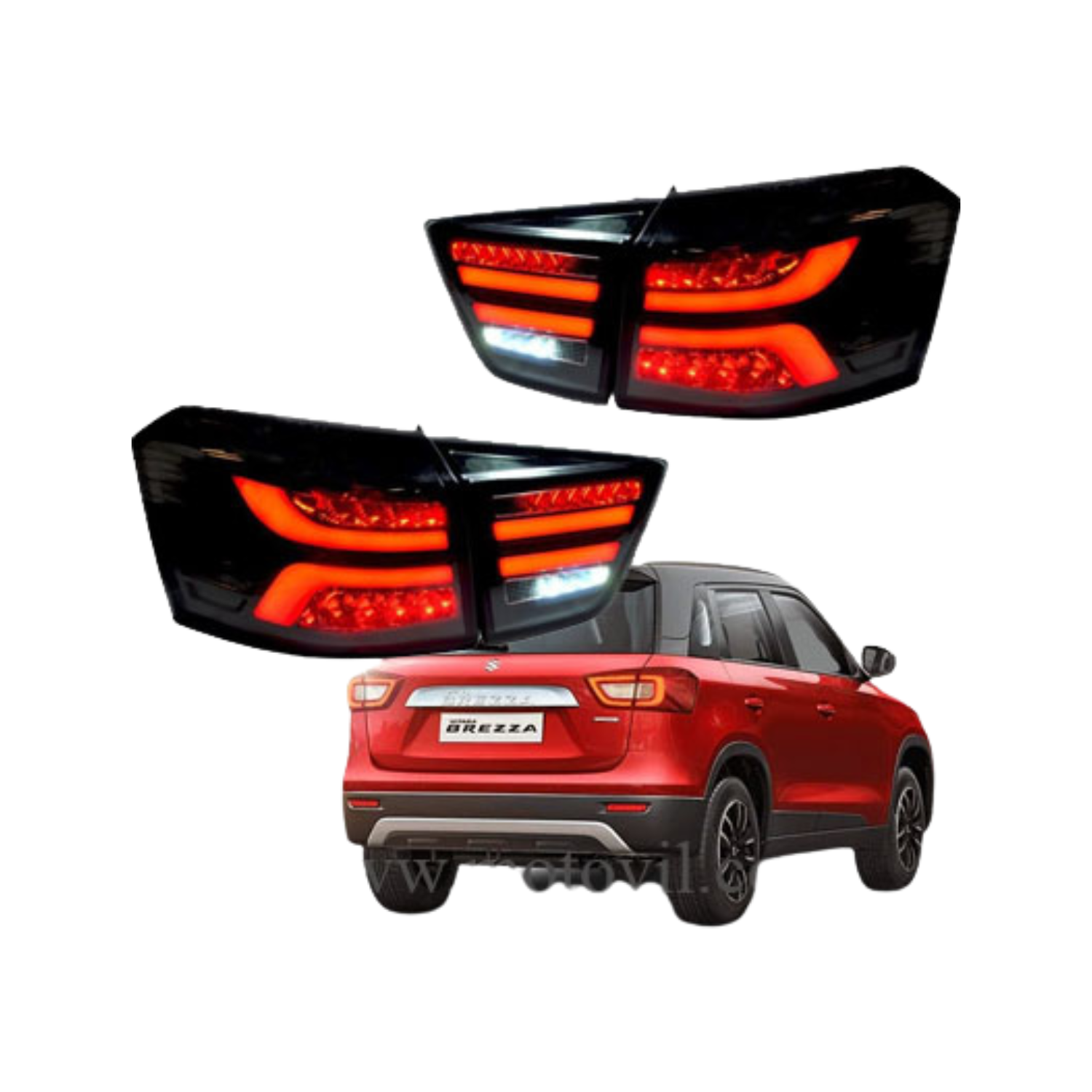 Maruti Suzuki Brezza 2016-20 Lambo Style Smoke LED Tail Lights with Matrix Indicator