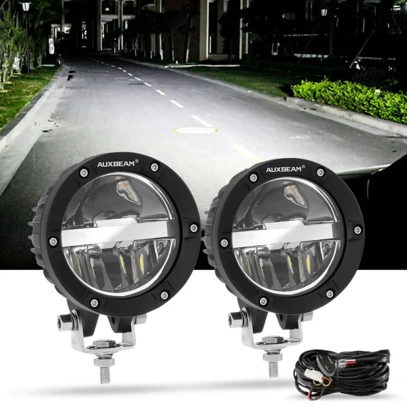 4 Inch 110W Round OFF Road LED Pod Lights Combo Beam With Wiring Harness - Image 3