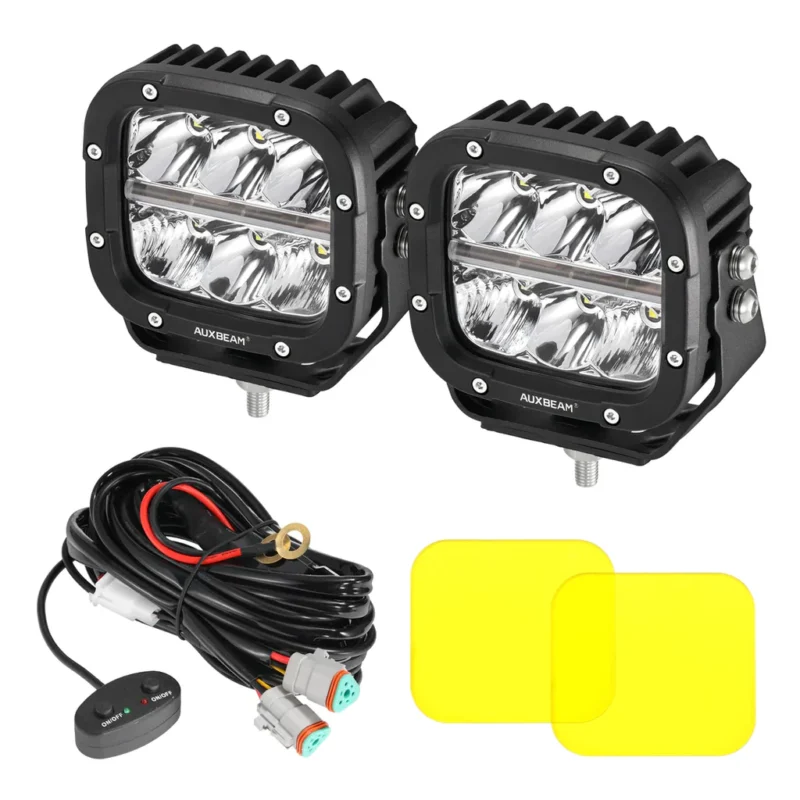 5 Inch 132W White/Amber LED Pods With Amber DRL For SUV Jeep - Image 2