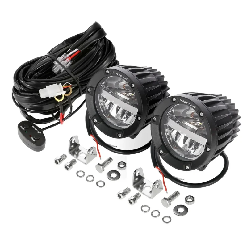 4 Inch 110W Round OFF Road LED Pod Lights Combo Beam With Wiring Harness - Image 4