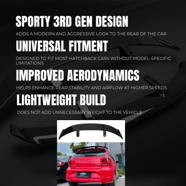 3 Generation Universal Rear Spoiler for Hatchback Cars