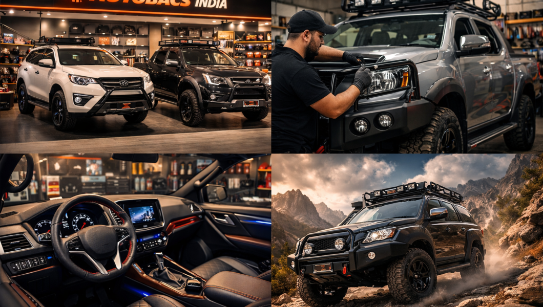 Autobacs India car accessories showroom with premium vehicle upgrades