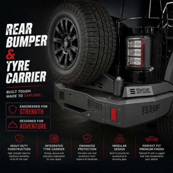 Stellar 4x4 Thar Roxx Metal Rear Bumper with Tyre Carrier